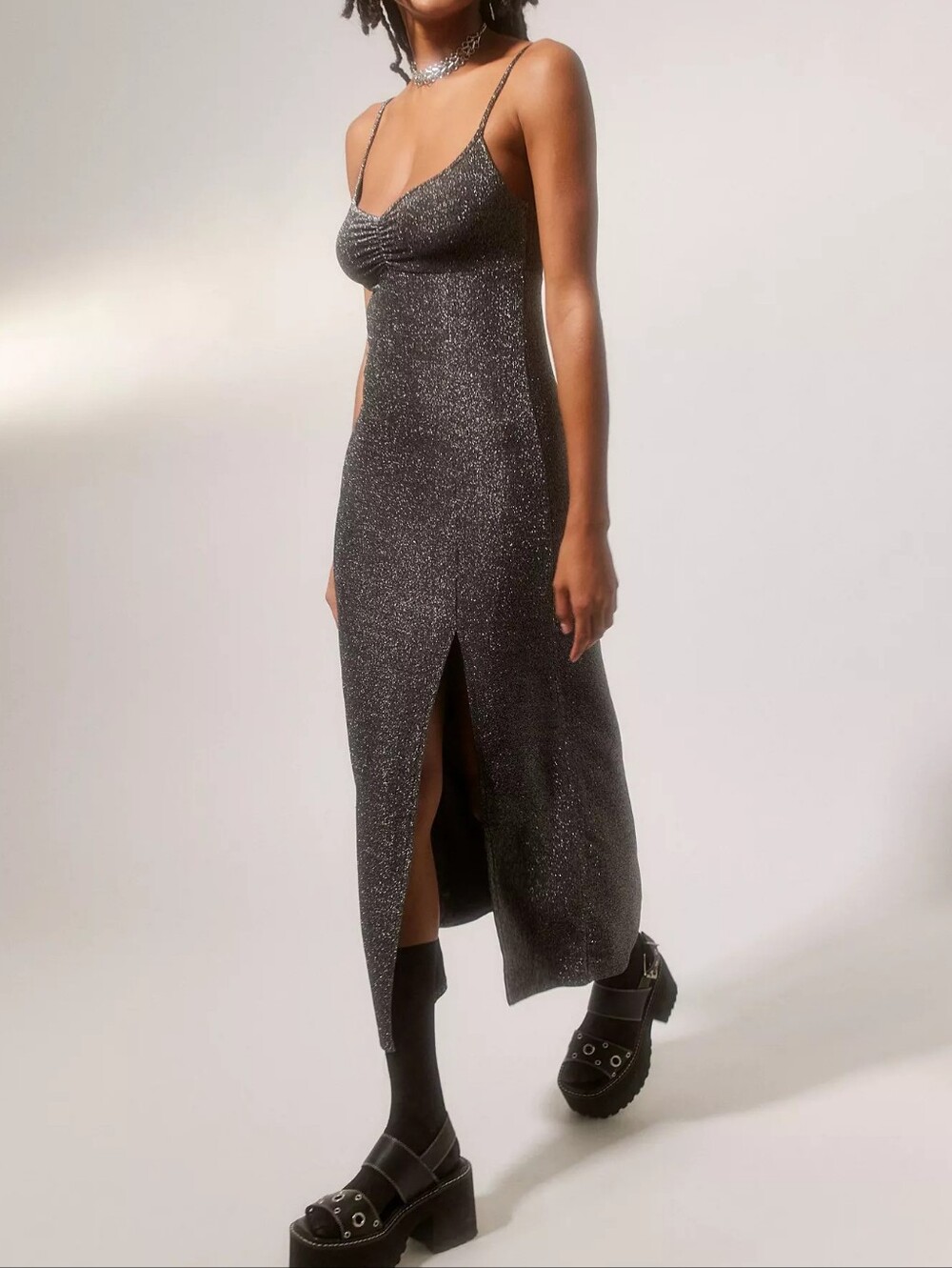 Urban Outfitters Arna Sparkle Midi Dress With Tie Bow Back Size Medium